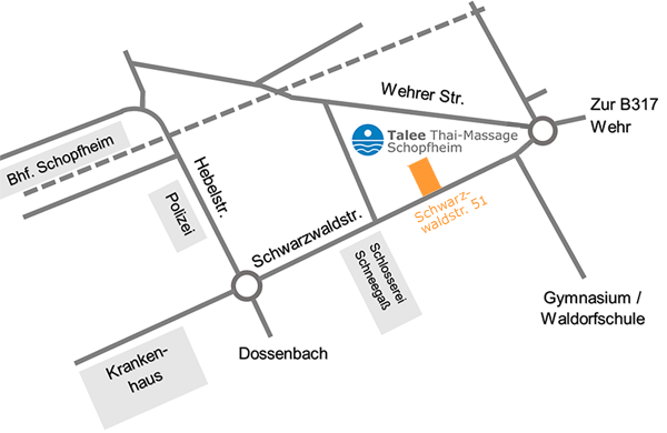 Anfahrt zur Talee Thai-Massage, Schwarzwaldstr.&nbsp;51, Schopfheim